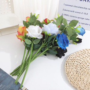 Roses artificielles en velours, branche unique, fleurs séchées, fil métallique, style moderne, décorations de mariage, Saint-Valentin, fausses fleurs - Product Image 3