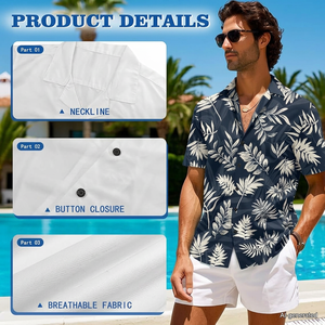 Conjunto de ropa a juego para él y para ella con estampado tropical, camisa y vestido sin mangas, colección de ropa para vacaciones. - Product Image 5