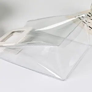 Transparente Kunststoff PVC Handtasche maßge schneiderte Logo Pu Handtasche