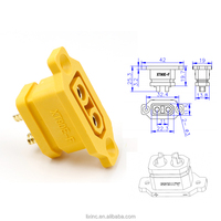 Adaptador Amass XT90E-F al por mayor, conector de puerto de carga de batería de litio de asiento fijo, bloques de terminales amarillos montables, 30A