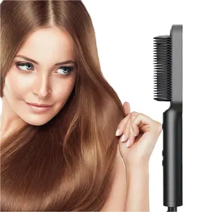 New Ceramic Brush Hair Straightener Comb Hot Air Curling Iron Flat Iron Brush Electric Straightener Comb