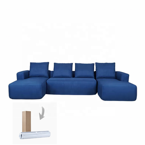 Juego de sofá de tela seccional modular en forma de L económico Sofá de esquina para hotel y hogar Sofá comprimido al vacío - Product Image 1