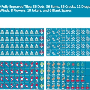 Premium Custom Logo Clear Engraved 160-Piece Blue Acrylic American <b>Mahjong</b> Tile <b>Set</b> Carrying Bag Accessories for Casino Gambling - Product Image 5
