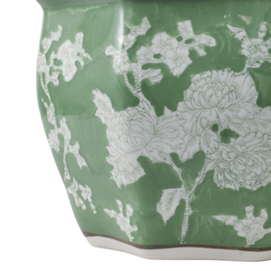 Set di Vasi in Ceramica con Motivo Floreale Verde e Bianco, Esagonali per Interni ed Esterni, per Piante Grasse e Felci, Decorazione Casa - Product Image 5