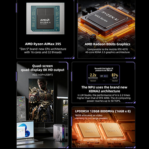 Professional AI Computer 395 16 Core Processor Radeon Graphics 128GB DDR5 RAM <b>2TB</b> SSD Dual USB4 WiFi 7 Workstation VK-M5L New - Product Image 4