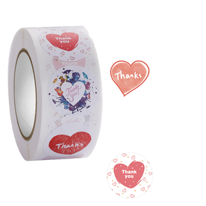 Fast Shipment Custom Wholesale 500 Pieces Per Roll Cartoon <b>Waterproof</b> Self-Adhesive Thank You Stickers <b>Labels</b> Home Decoration - Product Image 1