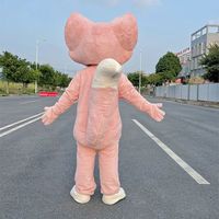 Costume intégral en peluche EVA Lina Bell, motif renard rose mignon, pour adultes, idéal pour Noël, carnaval, fête, jeu de rôle, avec casque fait main
