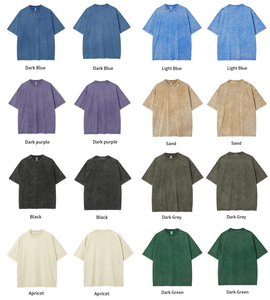 T-shirt Homme Oversize en Coton Lavé à Manches Courtes, Col Rond Uni Décontracté - Product Image 4