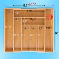 Plateau organisateur de couverts moderne en bambou, tiroir à ustensiles de cuisine réglable, finition laquée, rangement de vaisselle extensible