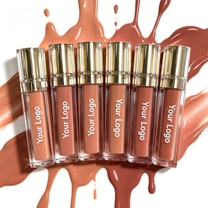 Matte Liquid <b>Lipstick</b> Private Label Gold Cap Square Tubes Velvet Nude Lip Gloss Wholesale - Product Image 2