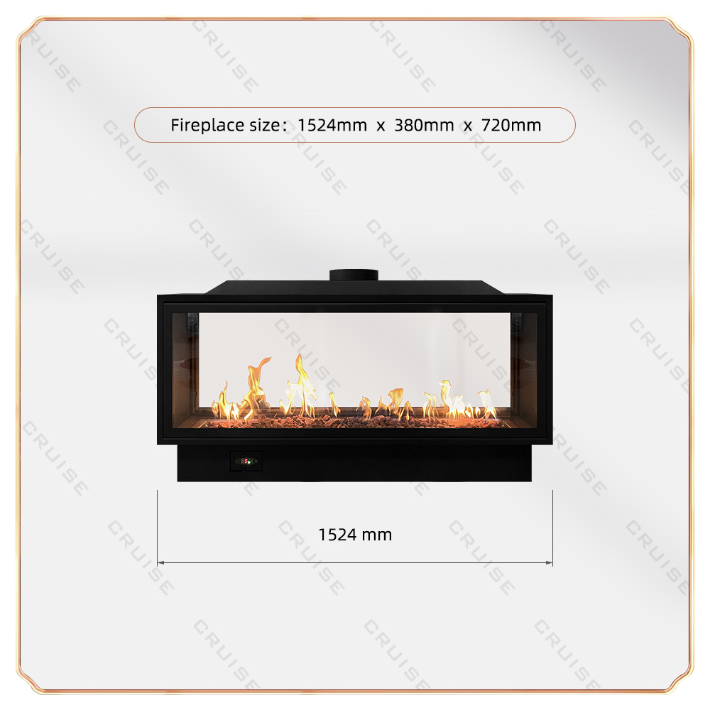 L1524-H720-D380 mm  60 inch Black