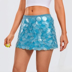 <span class=keywords><strong>Minigonna</strong></span> Estiva 2026 Nuova Collezione con Paillettes Grandi, Design Avvolgente a Vita Bassa, in Poliestere/Cotone, Tinta Unita, Sexy da Donna - Product Image 1