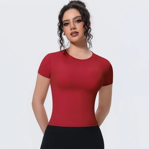 Top da Yoga per Donna ad Alta Elasticità, Aderente, ad Asciugatura Rapida, Traspirante, Manica Corta, per Allenamento e Fitness - Product Image 6