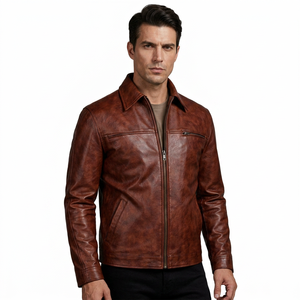 Mens Black Polyester Coated Bomber Motorcycle <b>Jacket</b> <b>Red</b> Stripe Slim Fit Stand Collar <b>Waterproof</b> Windproof Custom Manufacturer - Product Image 1