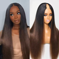 Perruque brésilienne en cheveux humains vierges à 100 %, partie en U, lisse, fabriquée à la machine, sans perte de cheveux, partie fine, pour femmes, vente en gros