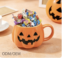 Mug à bonbons en céramique créatif en forme de citrouille pour Halloween, grande capacité, tasse portable de dessin animé, compatible micro-ondes pour les fêtes.