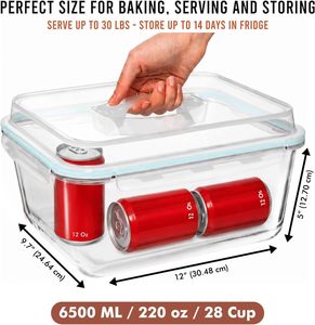 Grand récipient de stockage hermétique en verre, compatible congélateur, pour marinades et rôtisseries - Product Image 6