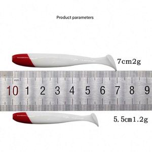 เหยื่อตกปลาแบบนิ่มหัวแดงสีขาว ขนาด 5.5 นิ้ว พร้อมอุปกรณ์ตกปลา - Product Image 3