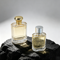 Flacon de parfum carré de luxe 30 ml, flacon de parfum en verre à fond épais 50 ml, flacon de parfum vide en verre avec bouchon