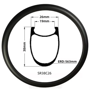 Soarrocs 700C ขอบจักรยานเสือหมอบคาร์บอนไฟเบอร์ความกว้าง38มม. 26มม. ความกว้าง26มม. ท่อเบรคผิวด้าน - Product Image 3