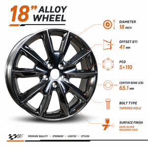Nuevo Diseño de <span class=keywords><strong>Llantas</strong></span> de Aleación Plateadas 18*7J 5*110 ET41 Ligeras de Fundición con Rayos <span class=keywords><strong>para</strong></span> <span class=keywords><strong>Jeep</strong></span> y Alfa Romeo, Venta al por Mayor de Autos de Lujo - Product Image 2