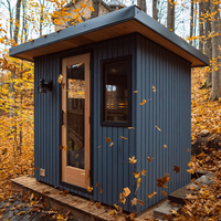 Sauna Exterior Moderna de Madera Sólida de Cedro Rojo para 7-9 Personas, con División Personalizada, Impermeable, para Gimnasio y Villa