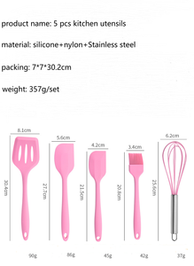 Nouveau lot de 5 pièces pour mélanger la crème ensemble de cuisson personnalisé en silicone antiadhésif résistant à la chaleur spatule de cuisine brosse ustensiles ensemble de gadgets - Product Image 6