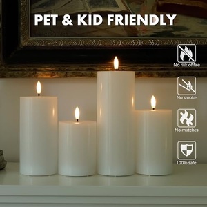 Bougie pilier en paraffine blanche sans fumée pour la décoration de la maison, LED à télécommande, faite à la main, sans flamme, pour mariage, Noël - Product Image 2