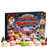 Calendrier de l'Avent Mini Squishies Noël 2026 – Calendrier de compte à rebours de 24 jours avec jouets Squishy en forme de dumpling à presser pour enfants
