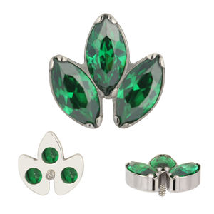 G23 <span class=keywords><strong>Piercing</strong></span> Jewelry Low quantité minimale de commande Titanium Labret Earring Titanium Internally Thread 3 Marquise CZ Top <span class=keywords><strong>Piercing</strong></span> - Product Image 2