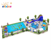 WINSUN Toboggan aquatique gonflable commercial en vinyle, thème football, pour adultes et enfants, intérieur/extérieur, étanche, grande capacité, aire de jeux