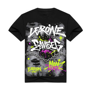 Maglietta europea americana Streetwear grande 3D digitale con stampa diretta a spruzzo <span class=keywords><strong>T</strong></span>-<span class=keywords><strong>Shirt</strong></span> personalizzata in cotone nero taglie forti <span class=keywords><strong>T</strong></span>-<span class=keywords><strong>Shirt</strong></span> da uomo - Product Image 2