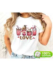 T-shirt da donna per San Valentino con stampa cavallo, in cotone, girocollo, manica corta, vestibilità regolare, stile primavera-estate - Product Image 3