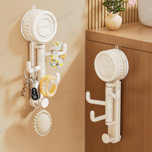 Ltens Crochet mural rotatif à ventouse 3 crochets blanc laiteux pour clés, parapluies, serviettes, élastiques à cheveux, organisateur de rangement de salle de bain - Product Image 1