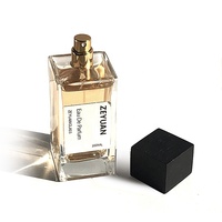 Flacon en Verre de Parfum Carré de Luxe 30ml 50ml 100ml Transparent Vide à Fond Épais avec Pompe Sertie et Bouchon en Bois Noir