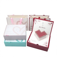 Nouveauté 2024, Saint-Valentin, boîte cadeau romantique en carton bronzé pour petite amie, boucles d'oreilles, bague, collier