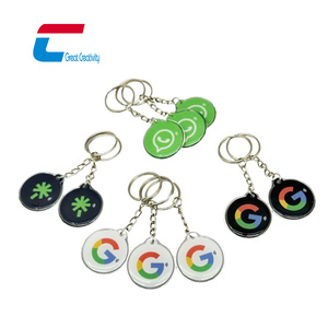 Tùy chỉnh không thấm nước Google xem xét RFID thông minh Móc Khóa 13.56MHz ntag213 Epoxy/Kim loại NFC thông minh Instagram Keychain - Product Image 1