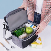 Bolsa Térmica para Almuerzo con Doble Compartimento, Impermeable, de Tela Oxford 600D, con Correa de Hombro Ajustable, OEM y ODM
