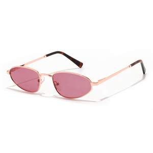 Oval Full Rim Sunglasses Rose Gold <b>Frame</b> <b>Pink</b> Mirror Lenses Unisex Adult Fashion Casual Style Lightweight - Product Image 1
