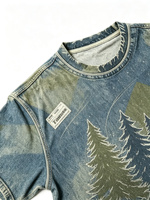 T-shirt Homme Streetwear Lavé Coupe Boxy Courte Oversize Épaisse Vintage à Ourlet Brut Manches Courtes Effet Usé et Déchiré