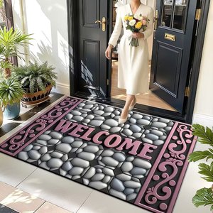 Polyester cristal velours tapis de porte d'entrée antidérapant anti-saleté extérieur intérieur <span class=keywords><strong>paillasson</strong></span> de bienvenue pour motif de pierre domestique - Product Image 5