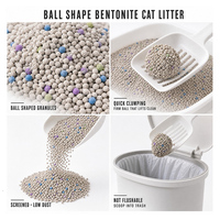 Litière pour chat en bentonite en forme de boule colorée, agglomération rapide, sans poussière, contrôle des odeurs, vente en gros, OEM, marque privée