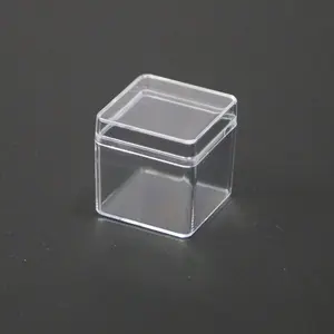 4X4X4Cm Sudut Bulat Kecil Plastik Bening Lidded Favor Kotak Permen Pernikahan Natal Kotak Permen