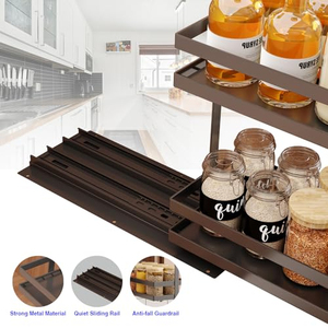 Étagère de rangement coulissante pour épices, sans assemblage, à 2 niveaux, pour les armoires supérieures intérieures - Product Image 2