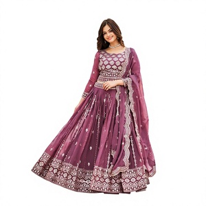 PASTEL PINK Embroidered <b>Lehenga</b> Choli Set With Dupatta Traditional Indian Wedding Wear For <b>Women</b> Floor-Length Loose Fit - Product Image 1