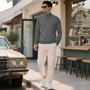 Pull décontracté respirant à manches longues pour homme, col boutonné, jacquard, transfrontalier - Product Image 3