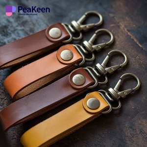 Fabricante al por mayor llavero logotipo personalizado colorido cuero auténtico llavero personalizado - Product Image 6