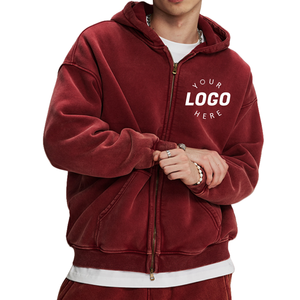 هودي رجالي من القطن المبطن بالصوف بتصميم عتيق لعام <span class=keywords><strong>2026</strong></span>، سترة فضفاضة بغطاء للرأس وتصميم متهالك للشارع، مقاس كبير - Product Image 1