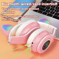 Casque audio LED STN28 de haute qualité avec oreilles de chat, suppression du bruit, pour adultes, enfants, filles, sans fil, pliable