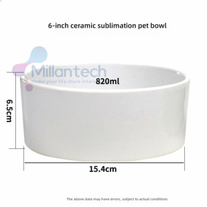 Millantech 820Ml mangkok keramik cetakan Transfer termal mangkuk anjing putih kosong nama kustom mangkuk hewan peliharaan desain promosi kreatif - Product Image 4